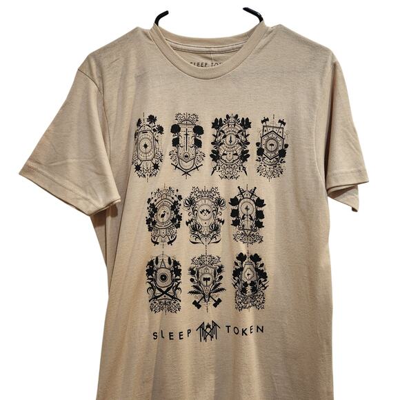 Sleep Token Beige Short Sleeve Even In Arcadia Ten Crests Band T-Shirt Medium - Picture 4 of 6